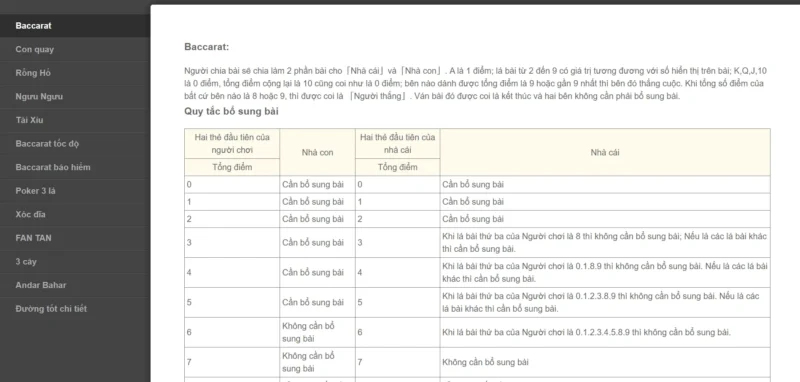 Quy tắc luật chơi trong Baccarat tại Fun88 đăng nhập