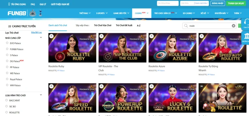 Điểm mặt những tựa game Live Casino đỉnh cao trên thị trường và Fun88