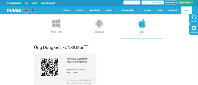 Hướng dẫn tải app Fun 88 trên hệ điều hành IOS